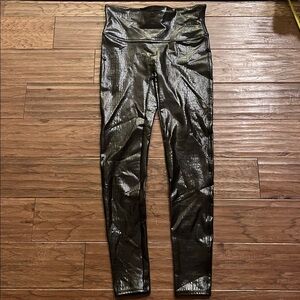 Spanx Faux Leather Croc Leggings in Brown and Black Size L